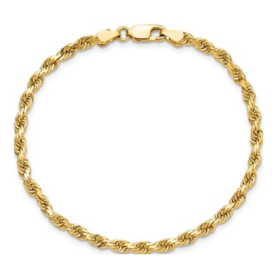 10K Yellow Gold 3.5mm Handmade Diamond-Cut Rope Chain Bracelet – view 5