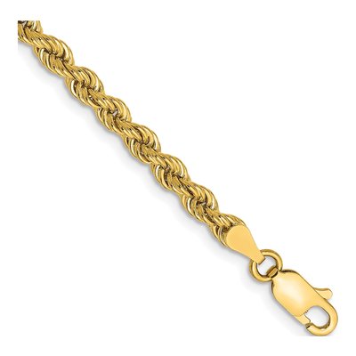 10K Yellow Gold 3.65mm Handmade Rope Chain Bracelet