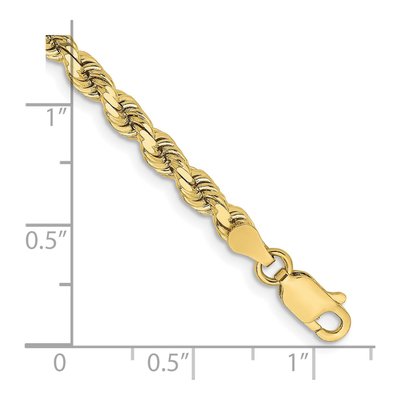 10K Yellow Gold 3.75mm Diamond-Cut Rope Chain Bracelet – view 3