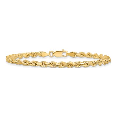 10K Yellow Gold 3.75mm Diamond-Cut Rope Chain Bracelet – view 4