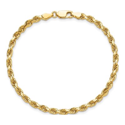 10K Yellow Gold 3.75mm Diamond-Cut Rope Chain Bracelet – view 5