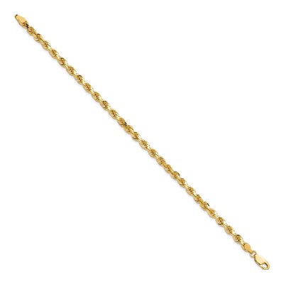 10K Yellow Gold 4mm Handmade Diamond-Cut Rope Chain Bracelet – view 2