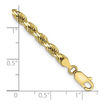 10K Yellow Gold 4mm Handmade Diamond-Cut Rope Chain Bracelet – view 3