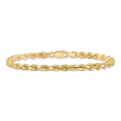 10K Yellow Gold 4mm Handmade Diamond-Cut Rope Chain Bracelet – view 4
