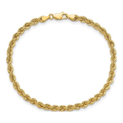 10K Yellow Gold 4mm Handmade Rope Chain Bracelet – view 2