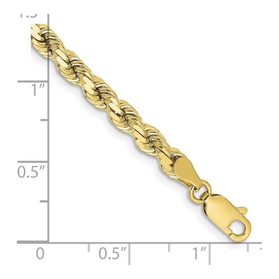 10K Yellow Gold 4.25mm Diamond-Cut Rope Chain Bracelet – view 3