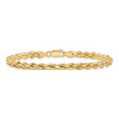 10K Yellow Gold 4.25mm Diamond-Cut Rope Chain Bracelet – view 4