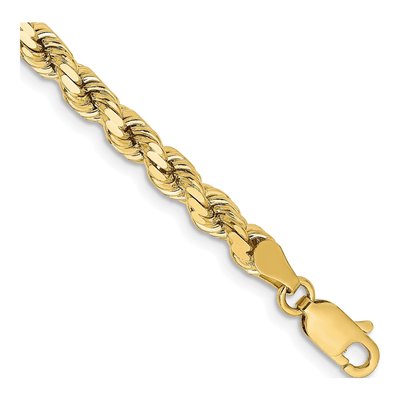 10K Yellow Gold 4.25mm Diamond-Cut Rope Chain Bracelet