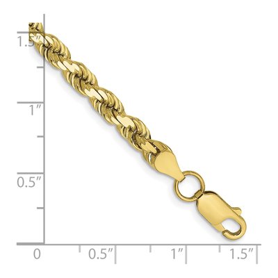 10K Yellow Gold 4.5mm Diamond-Cut Rope Chain Bracelet – view 3