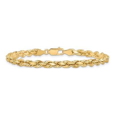 10K Yellow Gold 4.5mm Diamond-Cut Rope Chain Bracelet – view 4