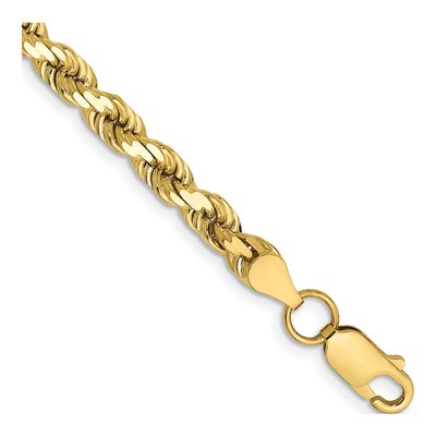 10K Yellow Gold 4.5mm Diamond-Cut Rope Chain Bracelet
