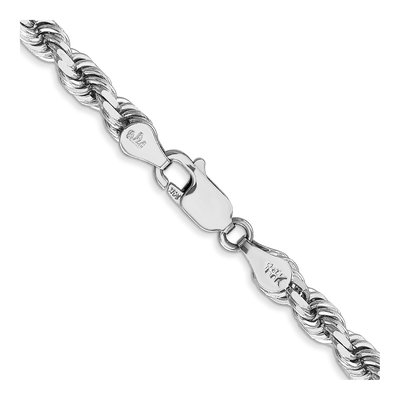 10K White Gold 4.5mm Handmade Diamond-Cut Rope Chain – view 3