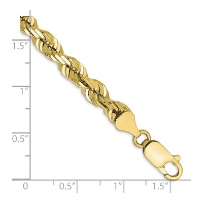 10K Yellow Gold 5.5mm Diamond-Cut Rope Chain Bracelet – view 3