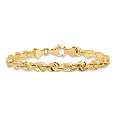 10K Yellow Gold 5.5mm Diamond-Cut Rope Chain Bracelet – view 4
