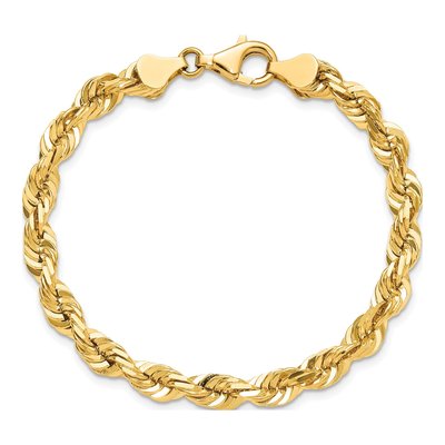10K Yellow Gold 5.5mm Diamond-Cut Rope Chain Bracelet – view 5