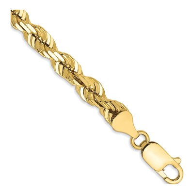 10K Yellow Gold 5.5mm Diamond-Cut Rope Chain Bracelet