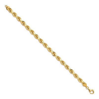 10K Yellow Gold 6.5mm Diamond-Cut Rope Chain Bracelet – view 2