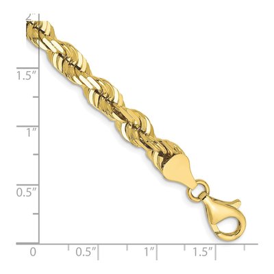 10K Yellow Gold 6.5mm Diamond-Cut Rope Chain Bracelet – view 3