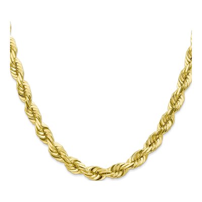 10K Yellow Gold 7mm Diamond-Cut Rope Chain – view 2