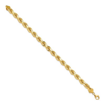 10K Yellow Gold 8mm Diamond-Cut Rope Chain Anklet – view 2