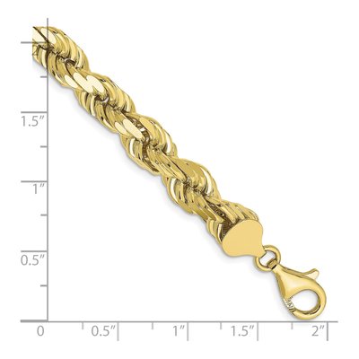 10K Yellow Gold 8mm Diamond-Cut Rope Chain Anklet – view 3