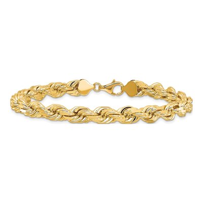 10K Yellow Gold 8mm Diamond-Cut Rope Chain Anklet – view 4