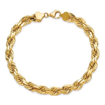 10K Yellow Gold 8mm Diamond-Cut Rope Chain Anklet – view 5