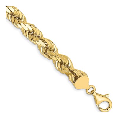 10K Yellow Gold 8mm Diamond-Cut Rope Chain Anklet