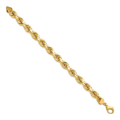 10K Yellow Gold 10mm Diamond-Cut Rope Chain Anklet – view 2