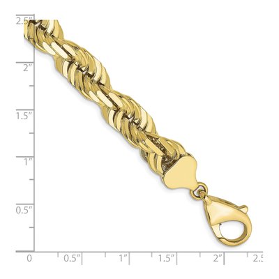10K Yellow Gold 10mm Diamond-Cut Rope Chain Anklet – view 3