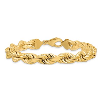 10K Yellow Gold 10mm Diamond-Cut Rope Chain Anklet – view 4