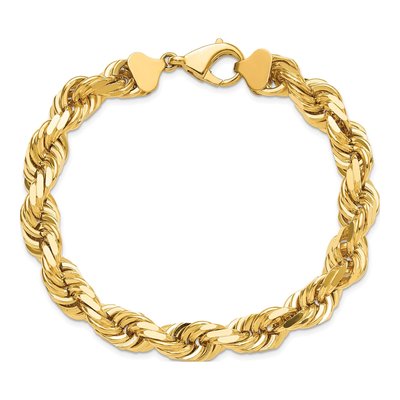 10K Yellow Gold 10mm Diamond-Cut Rope Chain Anklet – view 5