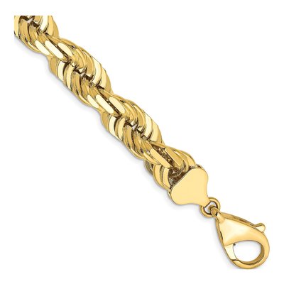 10K Yellow Gold 10mm Diamond-Cut Rope Chain Anklet