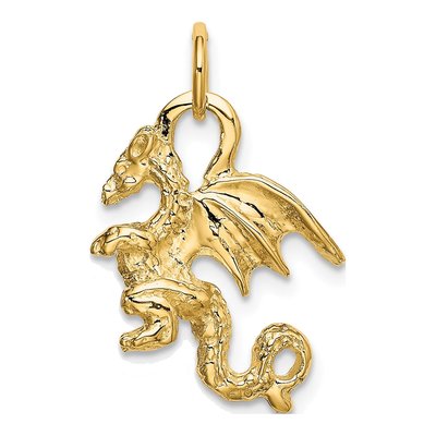 10K Yellow Gold 3D Dragon Pendant – view 5