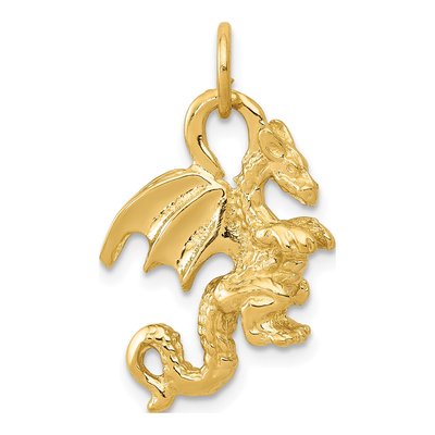 10K Yellow Gold 3D Dragon Pendant