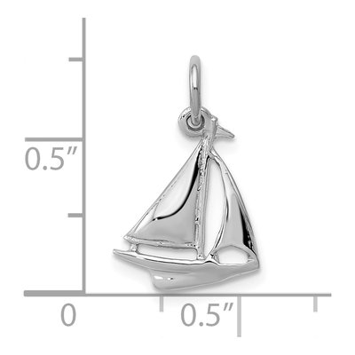 10K White Gold Sailboat Pendant – view 3