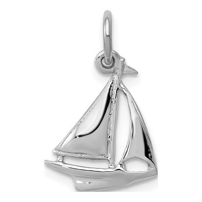 10K White Gold Sailboat Pendant