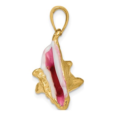 10K Yellow Gold Enameled Conch Shell Pendant – view 3