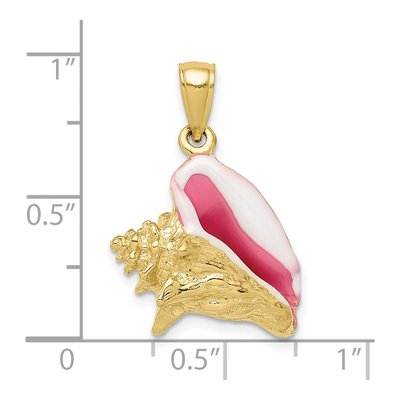 10K Yellow Gold Enameled Conch Shell Pendant – view 4