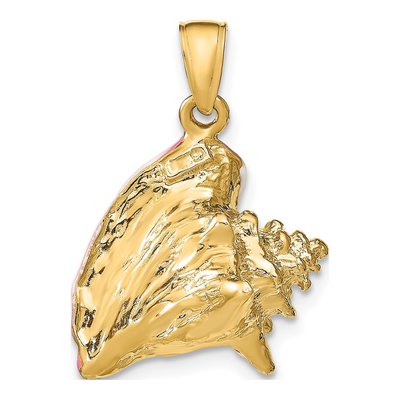 10K Yellow Gold Enameled Conch Shell Pendant – view 5