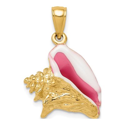 10K Yellow Gold Enameled Conch Shell Pendant
