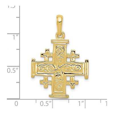 10K Yellow Gold Jerusalem Cross Pendant – view 3
