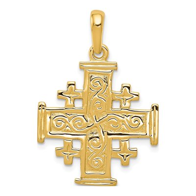 10K Yellow Gold Jerusalem Cross Pendant