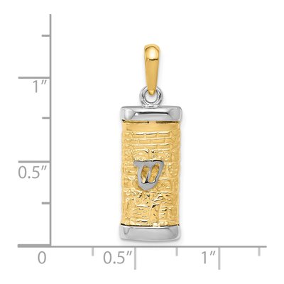 10K Two-Tone Gold 3-D Mezuzah Pendant – view 4