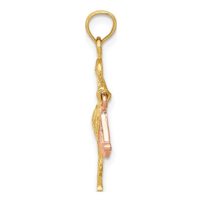 10K Two-Tone Gold Stork Baby Pendant – view 3