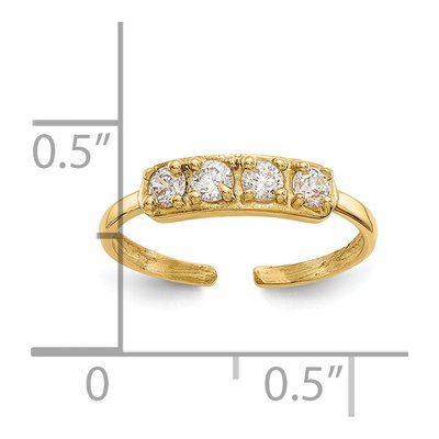 10K Yellow Gold 4-Stone CZ Toe Ring – view 4