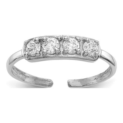 10K White Gold CZ 4-Stone Toe Ring