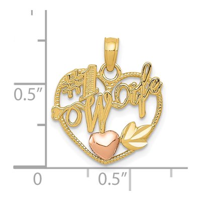 10K Two-Tone Gold WIFE Heart Number 1 Pendant – view 5
