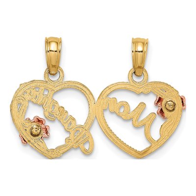10K Two-Tone Gold Mom Daughter Heart Set Pendant – view 5