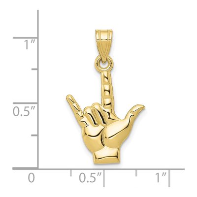 10K Yellow Gold I Love You Sign Language Charm – view 4